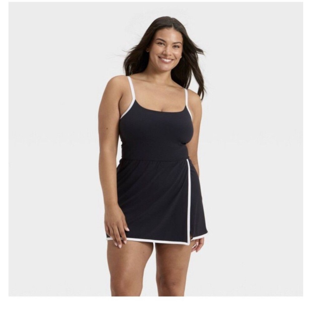 all in motion Black Mini Dress with White Trim